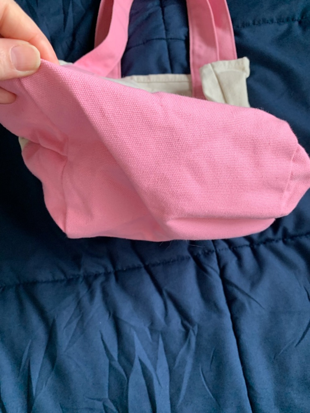 Trader Joe's Pink and Cream Canvas Mini Tote - Picture 4 of 4